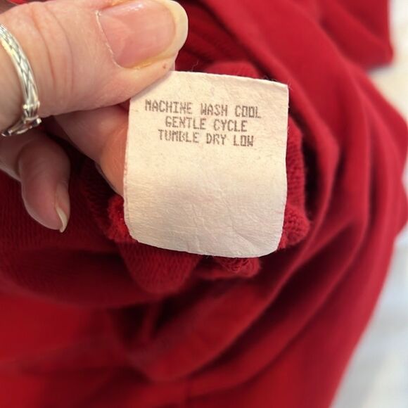 Carol Little sport szL red LS sweatshirt dress pockets buttons at bottom EUC - Picture 8 of 14